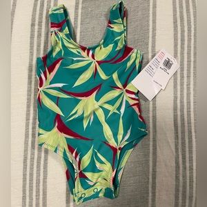 Old Navy Baby Girls One Piece Bathing Suit 3-6m NWT Leaf Print with Bow Back